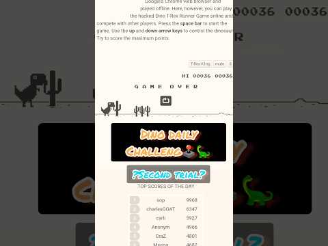 Dino Challenge🕹️🦕 Day 6|™ T-Rex K1ng #challenge #gaming #shorts