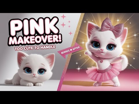 This Kitten’s Glamorous Pink Makeover Will Melt Your Heart! | #CatGlowUp #KittenTransformation