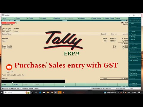 Purchase and Sales entry in Tally erp 9 with GST | #tallyerp9 #stepbystep