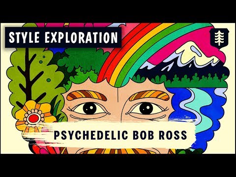 BOB ROSS in a PSYCHEDELIC 70s style - PROCREATE