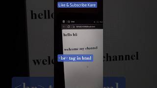 🔥Learn HTML br Tag🚀Explain in 30 Sec⚡Break Line Tag📸Tutorial#shorts#coding#trending#viral#viralvideo