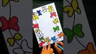very easy butterfly border design for school projects|Trendy borders for projects#shorts #shortvideo