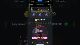 HAMSTER TODEY 1 MILLIONS COINS CODE#hamster #hamstercode #hamstercoins #2✨ #viralreels #fypシ