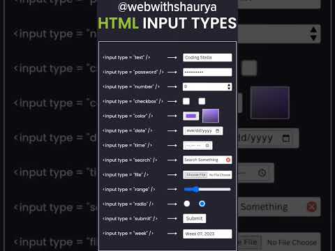 All input types in html css| WebWithShaurya