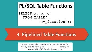 Getting Started with PL/SQL Table Functions: Pipelined Table Functions