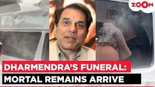 Dharmendra's LAST video | Veteran actor's mortal remains arrive at crematorium for funeral