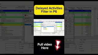 Delayed Activities Filter In Primavera P6 #oracle #p6 #planning #excel #primaverap6 #tutorials