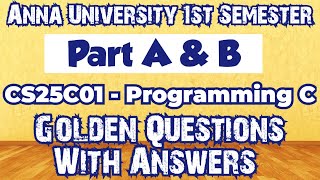 CS25C01|Important questions|Computer Programming in C|Important questions|Engineering king|