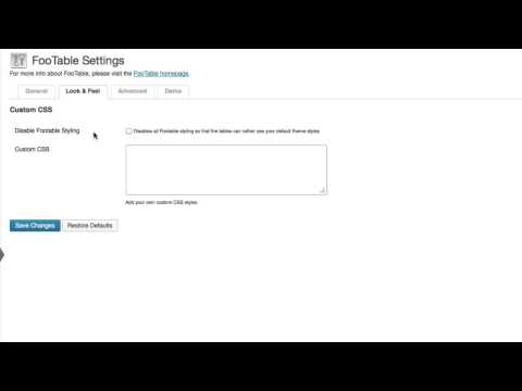 FooTable Lite Settings