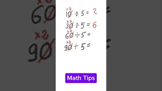Math Tips Division 10 30 60 and 90 with 5 #mathtips #usa #abckidsutube