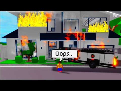 Kid Cooks Food and His House Catches on Fire TWICE And Steals a Fire Truck! (Roblox Brookhaven)