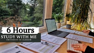 6 HOUR STUDY WITH ME on A RAINY DAY⎢Background noise, 10 min Break, No music, Study with Merve