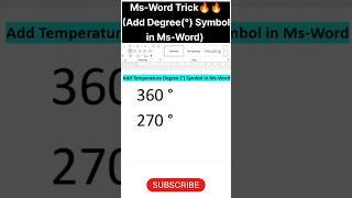 Ms-Word Trick🔥#Insert Degree(°) Symbol in Ms-Word#msword#mswordforbeginners#mswordtutorial#msword