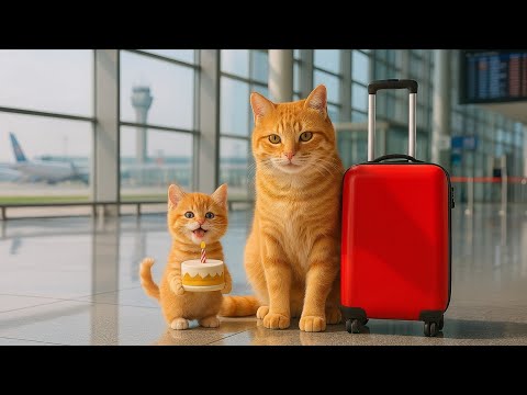 Mama Cat and Kitten Did Everything to Fly to America to Surprise Dad Cat on His Birthday