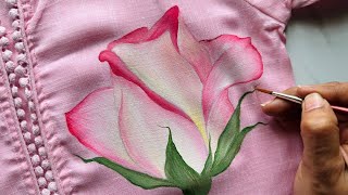 Rose Flower Painting on Linen Fabric | Fabric Painting Tutorial for Beginners