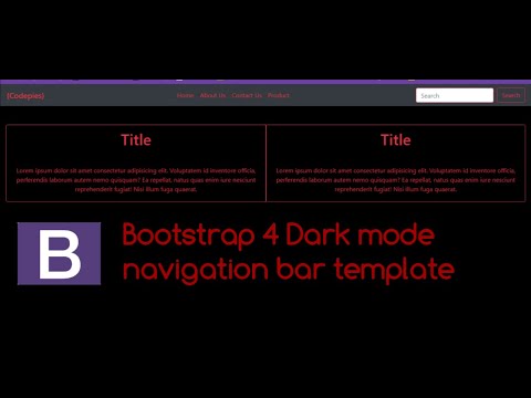 Boorstrap 4, designing a dark mode navigation bar, dark mode  template