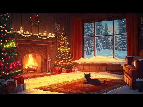 Cozy Christmas Lofi with Fireplace 🎄