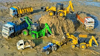 JCB 5CX Loading Mud BharatBenz Truck Swaraj Tractor Tipper Pickup? Jcb Ki Khudai | Tractor cartoon