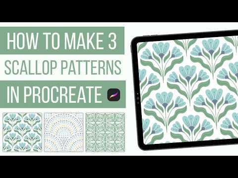 3 ways to create a seamless pattern in Procreate usign a scallop template