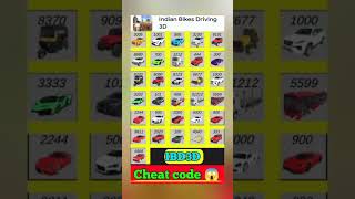 Indian Bike Driving 3D New Update Cheat Codes 2024 #shorts #short