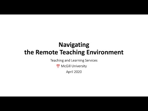 Navigating the remote teaching environment (April 2, 2020)