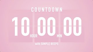 10 Hour Countdown Timer 🌸 Flip Clock with Simple Beeps 🔔