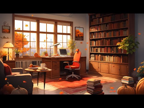 Sunlit Study Nook 🌞 Lofi Anime Home Office 📚 Autumn Warmth [study/relax]