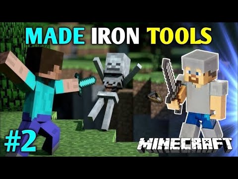 FINALLY I MAKE MY IRON ARMOUR AND WEAPONS | MINECRAFT GAMEPLAY #2