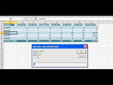 add new rows, double click