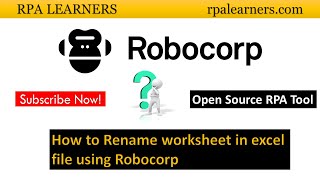 How to rename worksheet in excel using Robocorp | Excel Automation in Robocorp