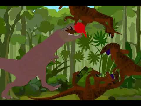 Trex VS velociraptors cartoon