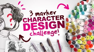 BUILDING a CHARACTER from ONLY 3 COLORS?! | 3 Ohuhu Marker Character Design Challenge