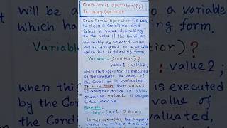 What is Conditional Operator(?:)? l Ternary Operator l Operators in C Language l #shorts #clanguage
