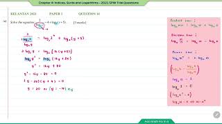 Additional Mathematics - 2021 SPM Trial Questions - Logarithms