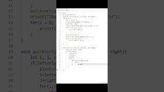 QuickSort Algorithm Implementation using C language #coding #quicksort #sortingalgorithm #shorts