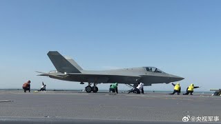 003福建舰电磁弹射舰载机原声大片！J35第五代舰载机