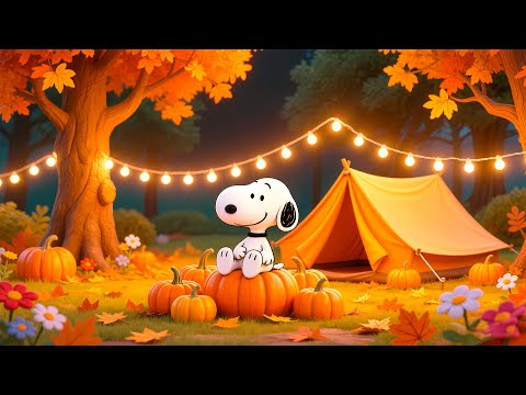 Snoopy’s Cozy Autumn Camping Night  🍂 | Chill Lofi Beats for Relax, Study & Peaceful Moments