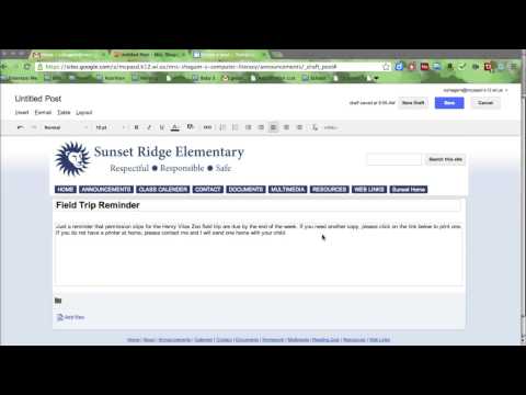 Google Sites - Announcements/Blog Page