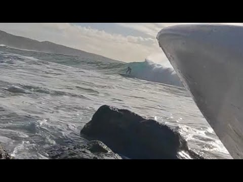 POV: Buddy gets the first wave while you get beatdown onto the rocks. 😅 #surf #fail