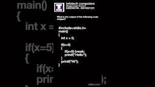 31 C Quiz    Infotech Computers Bhagyanagar Kurnool 6302358106, 08518221221 #CodeQuiz#ShortsQuiz#c