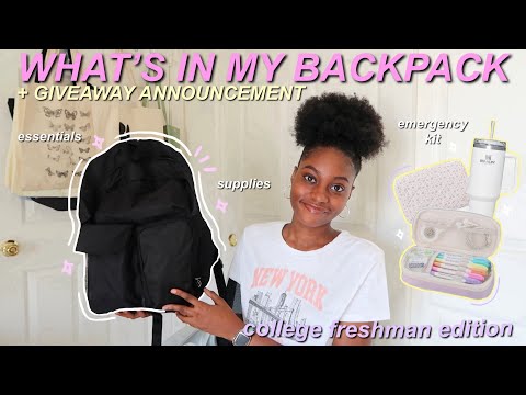 What's in My Backpack 2024 + GIVEAWAY | College Freshman Edition | school essentials and supplies