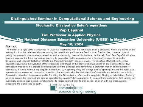 Distinguished Seminar in Computational Science and Engineering: Pep Español, 05/16/24