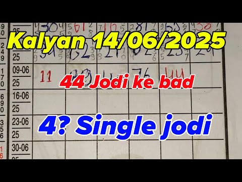 Kalyan today chart 14/06/2025 single close panel table trick & lock system trick