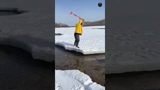 ice fishing technique in Siberia