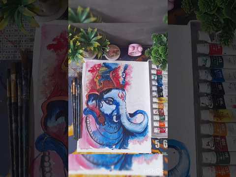 lord gansh acrylic painting 🎨।। acrylic painting ।।#youtubeshorts #art #artful canvas ........