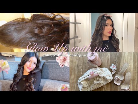 Glow Up with me: How I create my waves with a flat iron, manga lashes, makeup, skincare 🎀🫧
