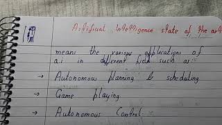 Artificial intelligence state of the art