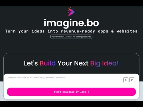 Imagine.bo: AI-Powered Full-Stack App Builder | Stop Coding. Let AI Build Your App. | app.imagine.bo