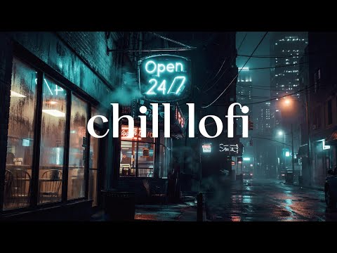 Chill Lofi for Late Night Focus | Rainy Neon Diner Ambience