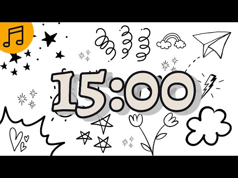 15-Minute Classroom Countdown Timer | Doodles ✎✎✎ | Relaxing Jazz Songs 🎶